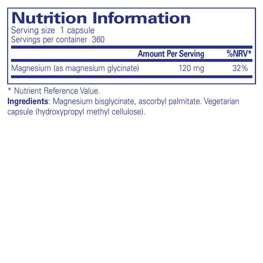 Pure Magnesium (glycinate) 360 Capsule 50% Off